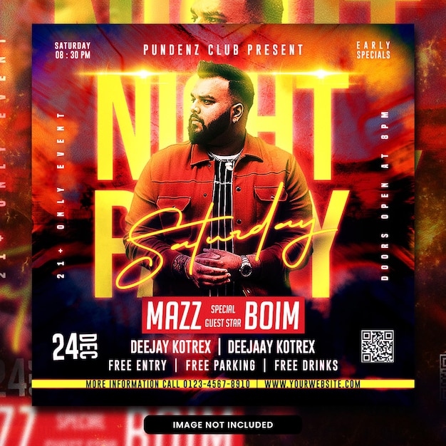 Club dj party flyer social media post web banner template