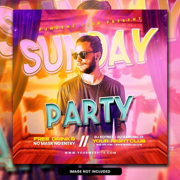 Club dj party flyer social media post web banner template