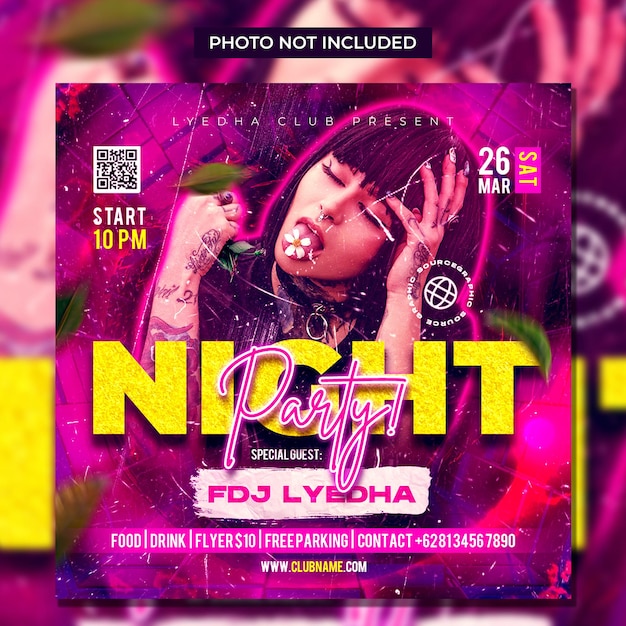 Club dj party flyer social media post and web banner template