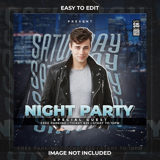 PSD club dj party flyer social media post and web banner template