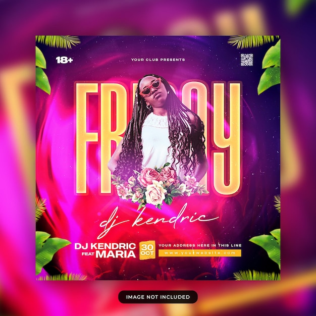 club dj party flyer social media post and web banner template