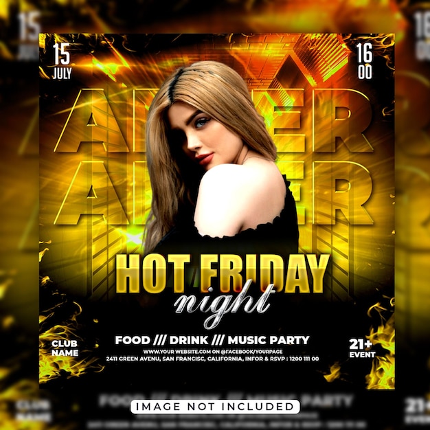 Club dj party flyer social media post and web banner