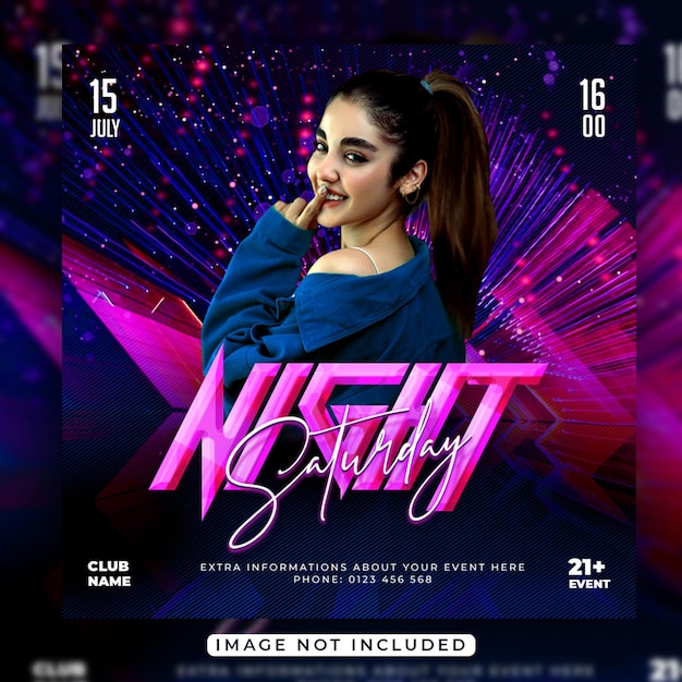 Club dj party flyer social media post and web banner