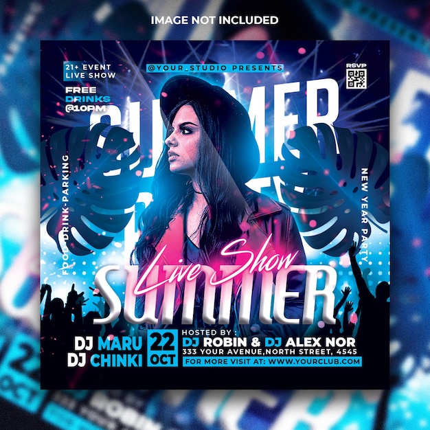 Club dj party flyer social media post and web banner