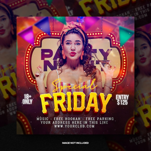 Club dj party flyer social media post and web banner