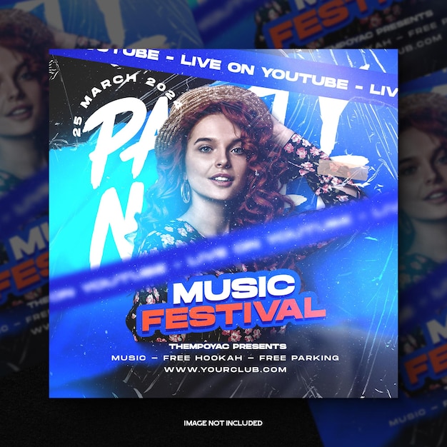 Club dj party flyer social media post and web banner