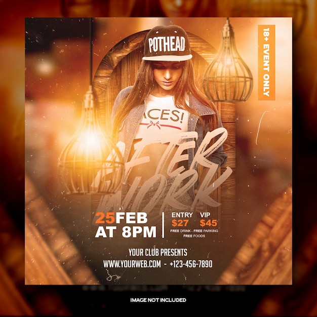 Club dj party flyer social media post and web banner