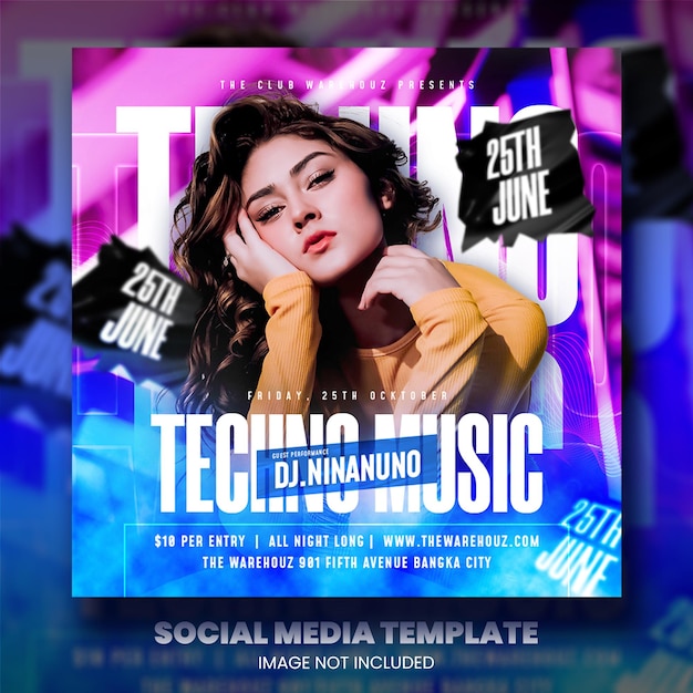 Club dj party flyer social media post and web banner