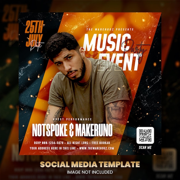 Club dj party flyer social media post and web banner