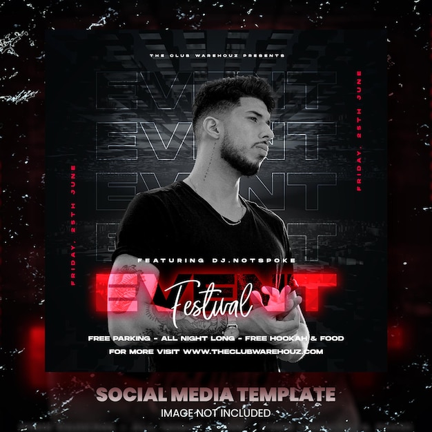 Club dj party flyer social media post and web banner