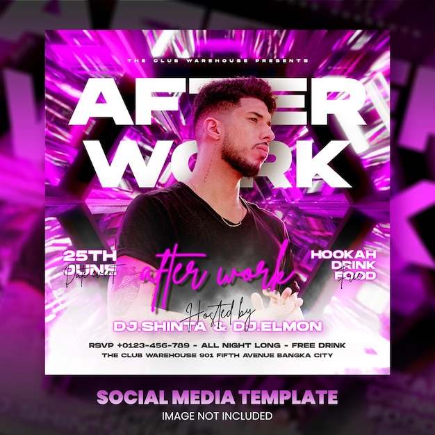 Club dj party flyer social media post and web banner