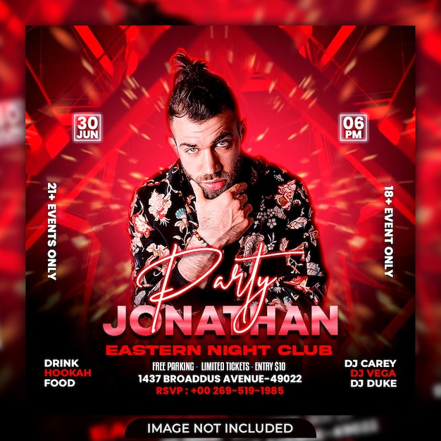 Club dj party flyer social media post and web banner