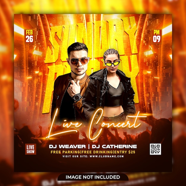 Club dj party flyer social media post and web banner