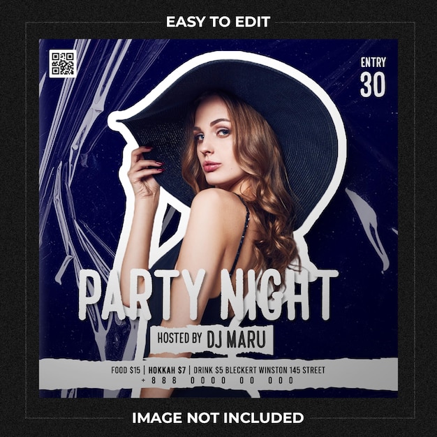 Club dj party flyer social media post and web banner