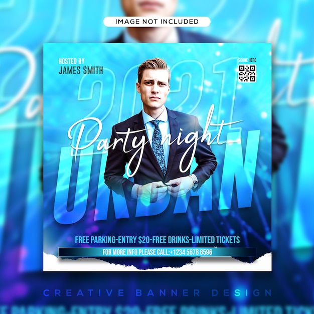 Club dj party flyer social media post and web banner