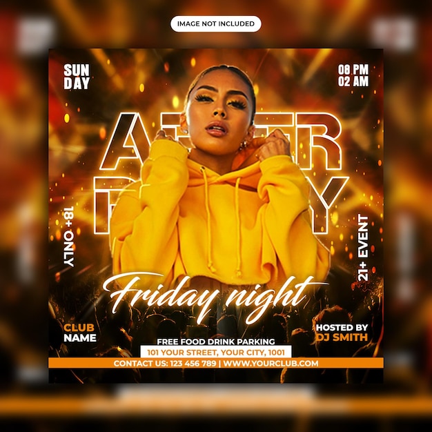 Club DJ party flyer social media post and web banner