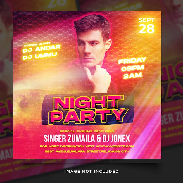 Club dj party flyer social media post and web banner