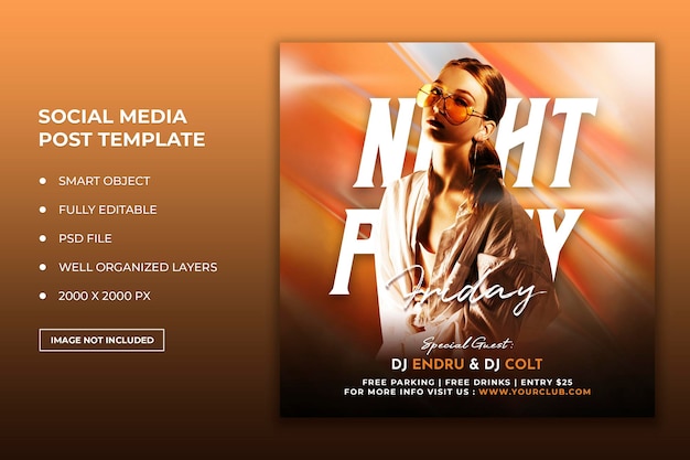 Club dj party flyer social media post and web banner