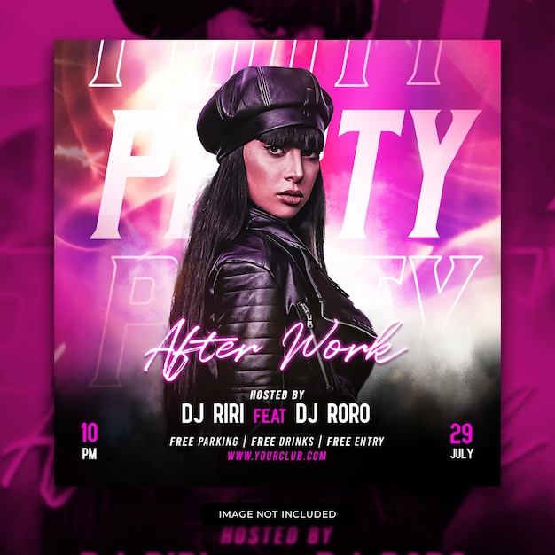 Club dj party flyer social media post web banner