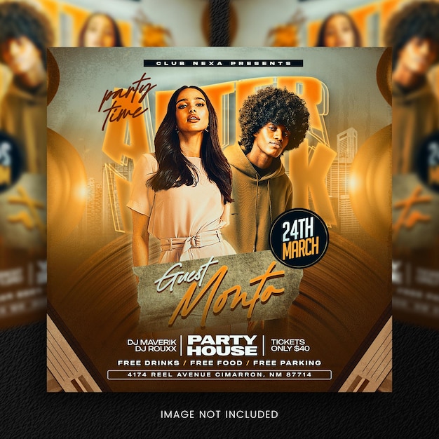 Club dj party flyer social media post or web promotional banner