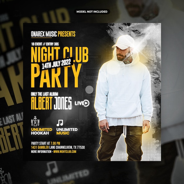 Club dj party flyer social media post