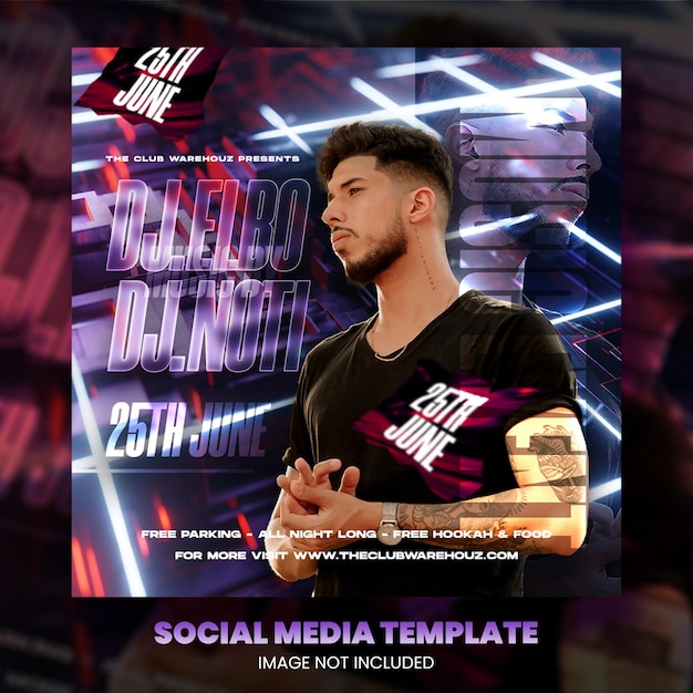 Club dj party flyer social media post