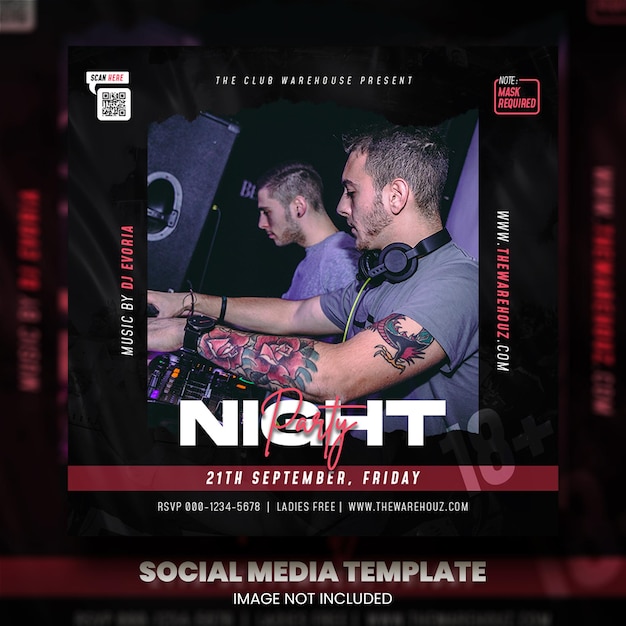 Club dj party flyer social media post