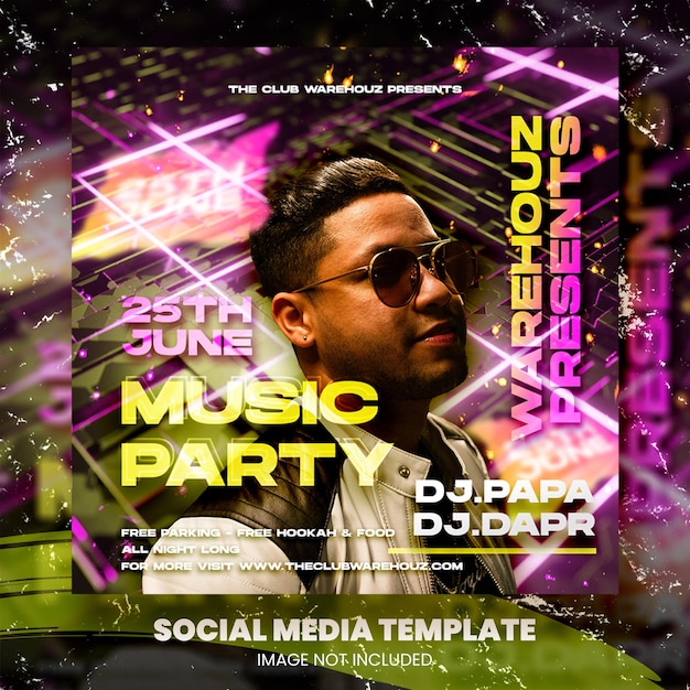 Club dj party flyer social media post