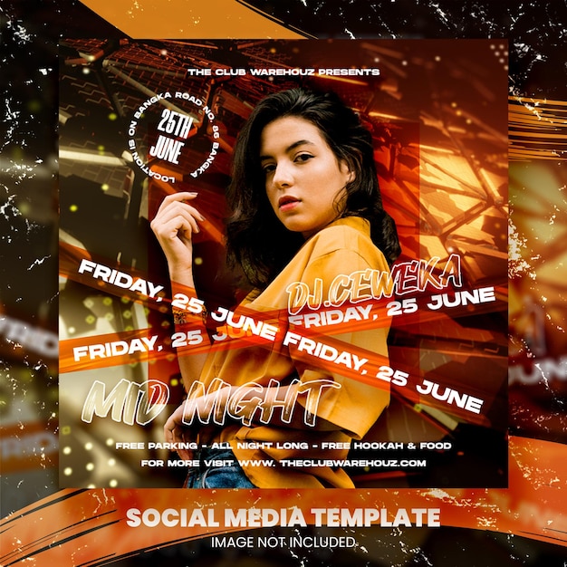 Club dj party flyer social media post