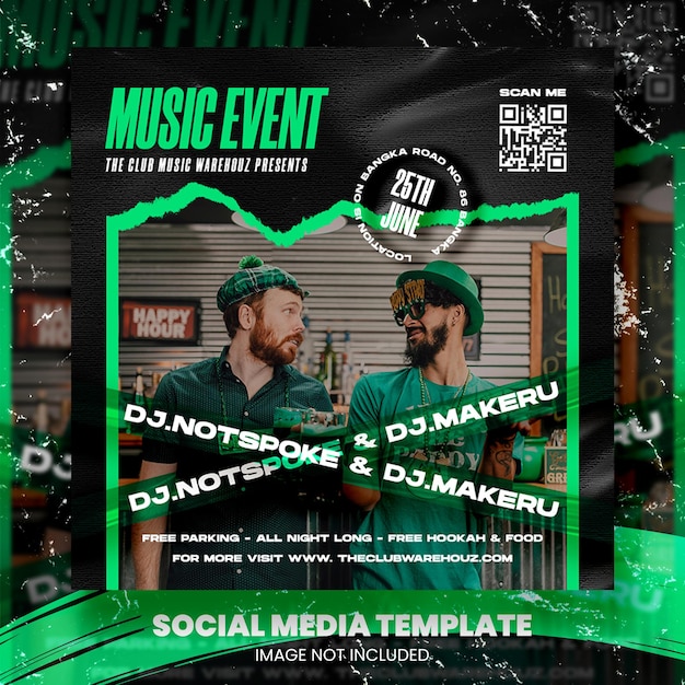 Club dj party flyer social media post