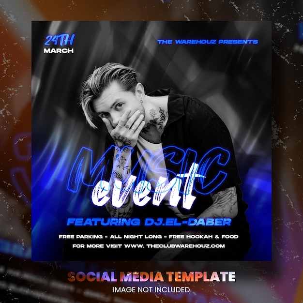 Club dj party flyer social media post