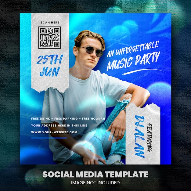 Club dj party flyer social media post