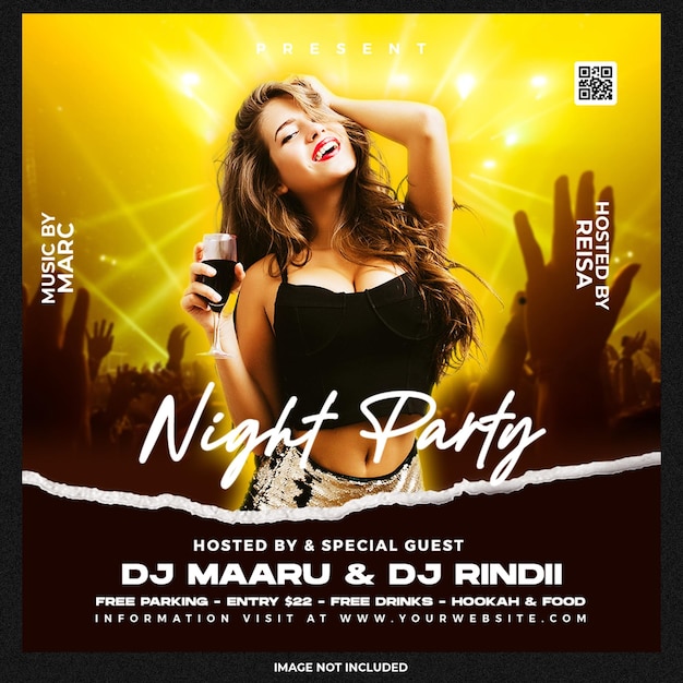 PSD club dj party flyer social media post