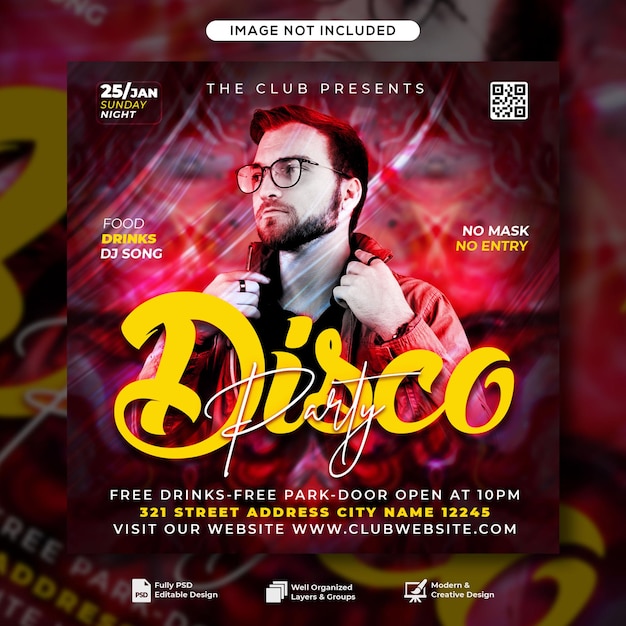 Club dj party flyer social media post