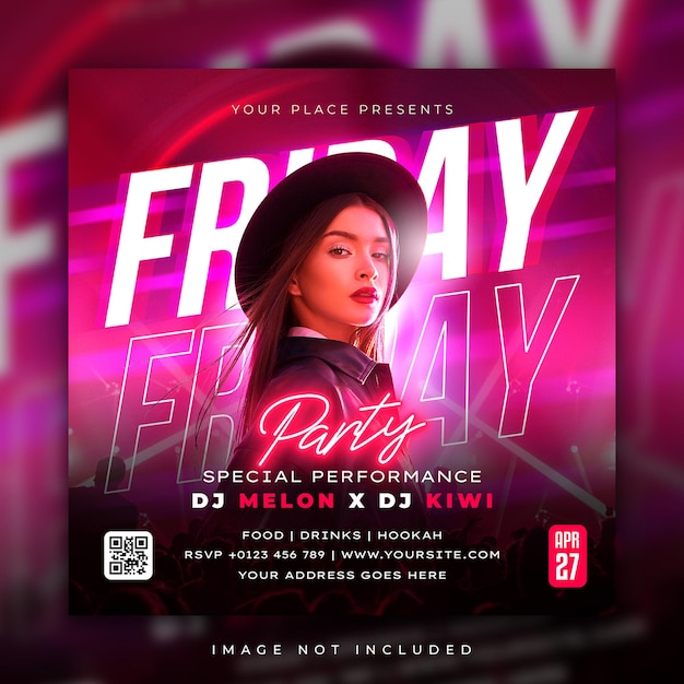 Club dj party flyer social media post