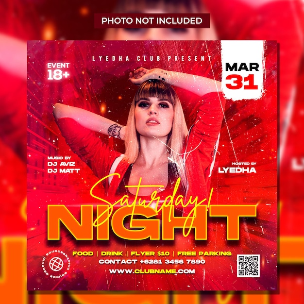 Club dj party flyer social media post