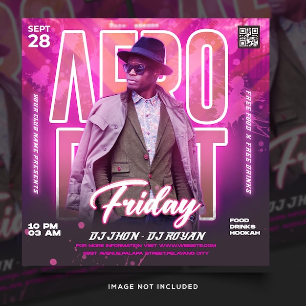 Club dj party flyer social media post