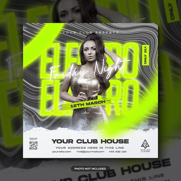 Club dj party flyer social media post