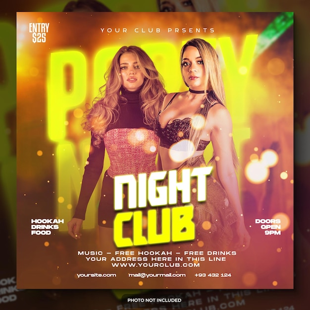 Club dj party flyer social media post