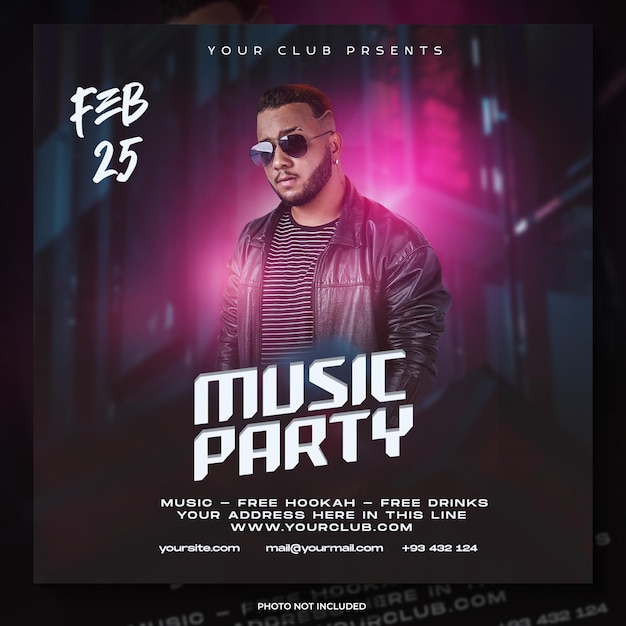 Club dj party flyer social media post