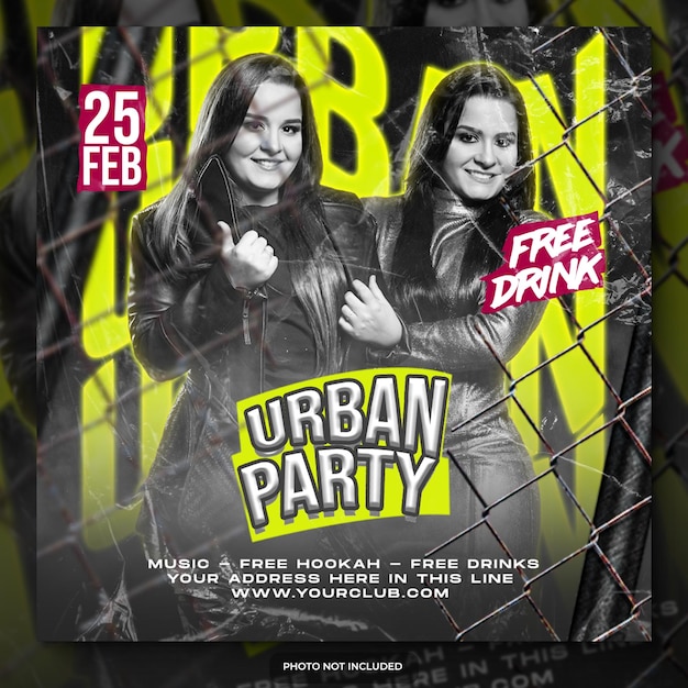 Club dj party flyer social media post