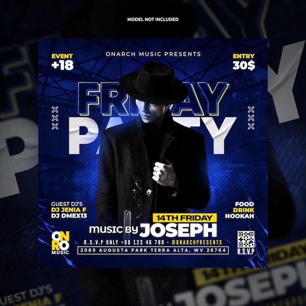 Club dj party social media post or flyer promotion template