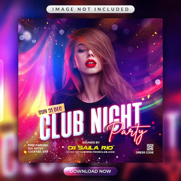 Club Night Party Flyer or Social Media Banner Template