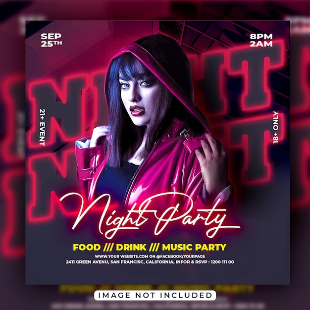 Club night party flyer or social media web banner template