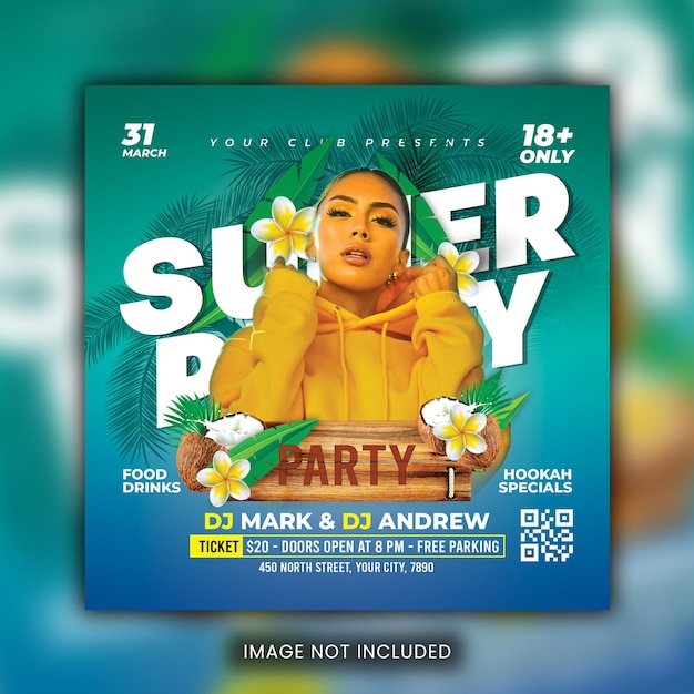 Club party flyer instagram social media post and web banner