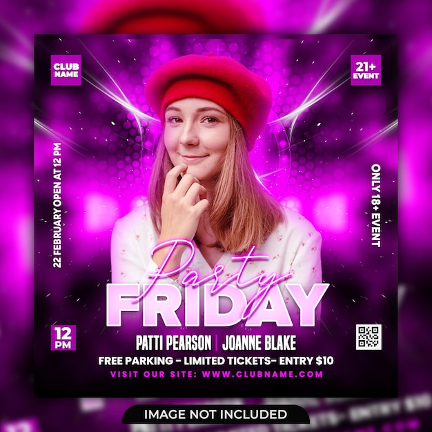 Club party flyer or social media banner template