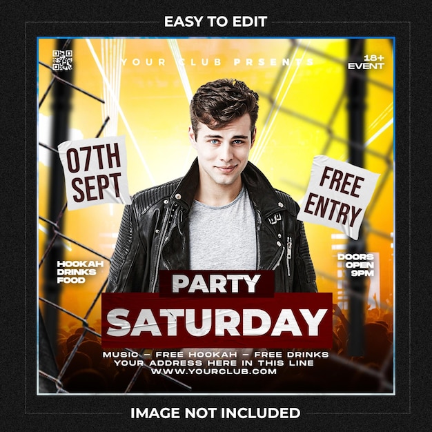 Club party flyer or social media banner template