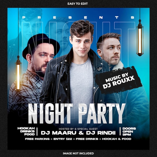 Club party flyer social media post template