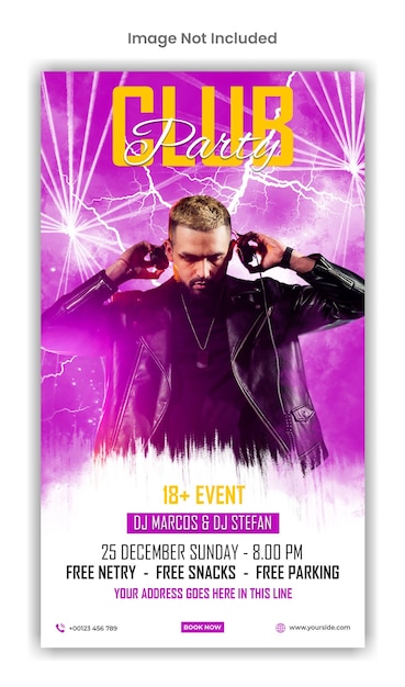 Club party social media instagram story template design