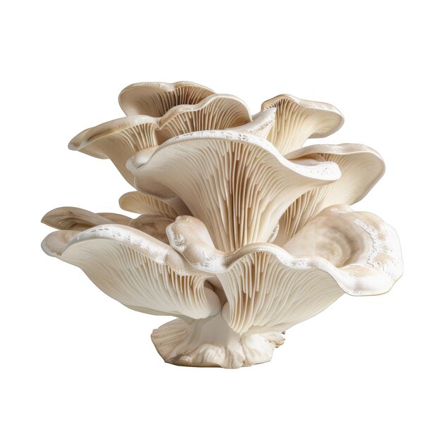 A cluster of oyster mushrooms with delicate gills